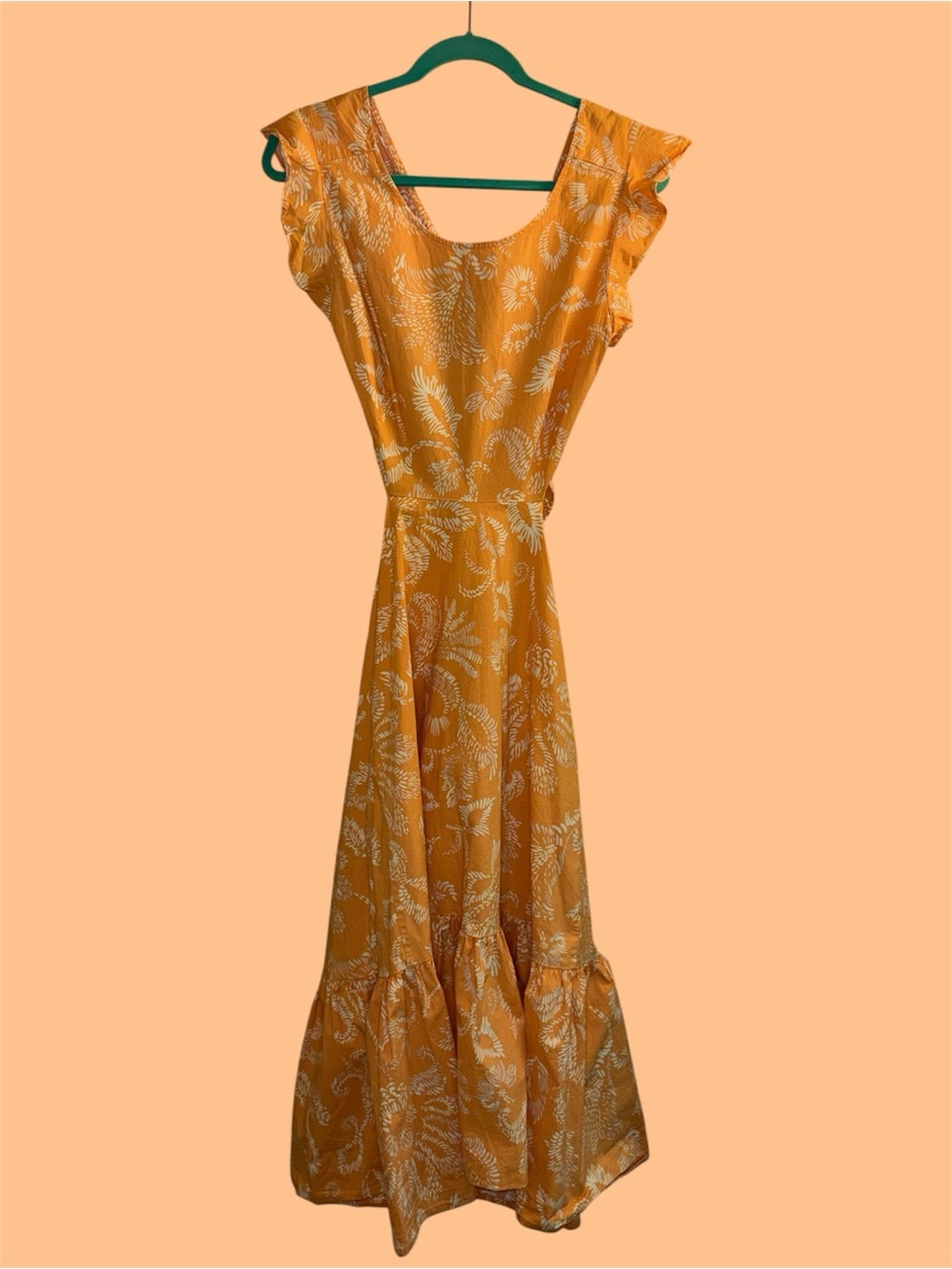 Marissa Webb x RTR Orange and White Flutter Sleeve Midi Dress - Picture 2 of 9